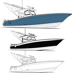 Side view fishing boat vector for t-shirt