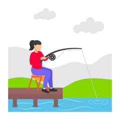 water sports vector color icon design, behavioral orientations symbol, Individual identity or Style of life Sign, Sustainable living stock illustration, angling Concept