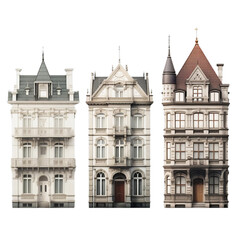 Fototapeta premium A Trio of Adjoining Buildings Creating a Harmonious Architectural Ensemble
