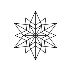 Obraz premium Christmas vector Snowflake origami star of bethlehem isolated on white background. Geometric line snow icon. Xmas Design element for banner, greeting card