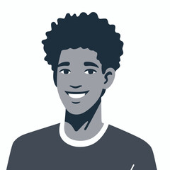 isolated Smiling Young Man Avatar  solid vector Illustration
