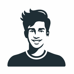 isolated Smiling Young Man Avatar  solid vector Illustration