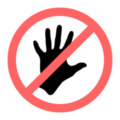 Do not touch vector sign. Prohibition sign on hand vector icon. Vector illustration.