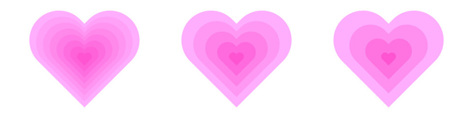 Pink hearts vector set. Cute hearts with halftone vector. Set of love symbols. Vector illustration. Heart shape logo.