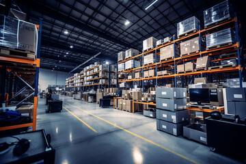 forklift in warehouse (AI Generated)