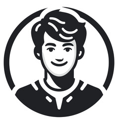 isolated Smiling Young Man Avatar  solid vector Illustration