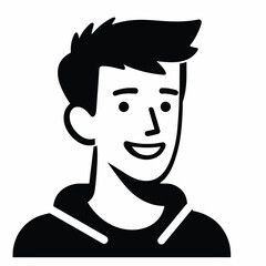 isolated Smiling Young Man Avatar  solid vector Illustration