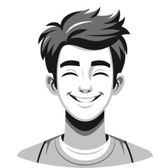 isolated Smiling Young Man Avatar  solid vector Illustration