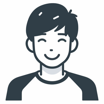 isolated Smiling Young Man Avatar  solid vector Illustration