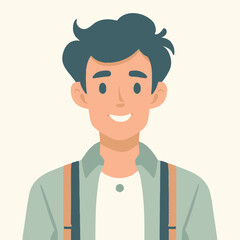 isolated Smiling Young Man Avatar  solid vector Illustration