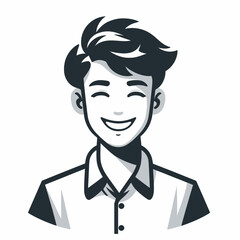 isolated Smiling Young Man Avatar  solid vector Illustration