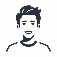 isolated Smiling Young Man Avatar  solid vector Illustration