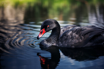 Black swan on the water. 