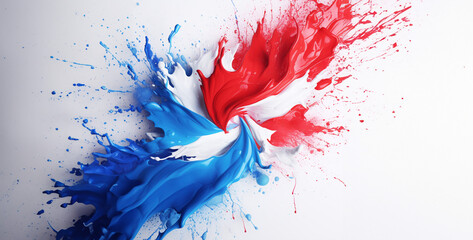abstract watercolor background, white red and blue background color splash artistic. Generative Ai...