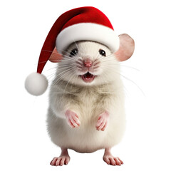 Christmas cute white mouse isolated on white background