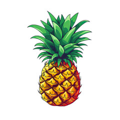 A Vibrant Pineapple Illustration on a Clean, Minimalist White Background
