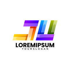colorful letter j u icon logo design