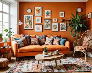 abstract and sculptural three-seater sofa design with unconventional forms, set in a contemporary art studio with avant-garde decor.