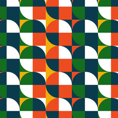Geometric simple pattern seamless static smooth with parts circles tail white green blue yellow orange colors vector image