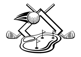 Emblem with golf symbols. Sport club label or emblem.