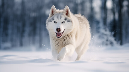 Gray and white Siberian Husky (Chukcha), AI generated