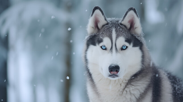 Black and white Siberian Husky (Chukcha), AI generated