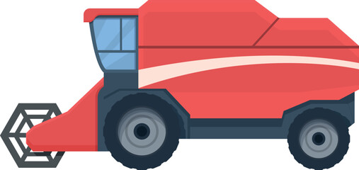 Combine harvester red color icon cartoon vector. Farm machinery. Heavy vehicle