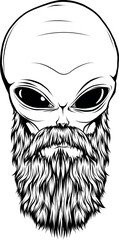 Vector outline alien head vector illustration design - 685201327