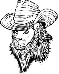 illustration vector of Lion head outline design
