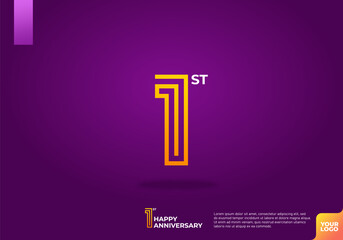 1st anniversary logotype with dark purple background