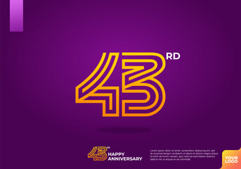 43rd anniversary logotype with dark purple background