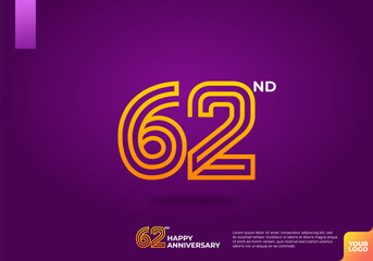 62nd anniversary logotype with dark purple background