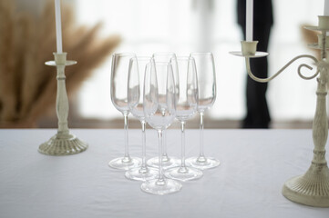 Glasses of champagne at the wedding ceremony