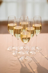 Glasses of champagne at the wedding ceremony