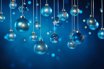 Fototapeta na wymiar Enchanting Christmas Ornaments Amidst Glowing Blues