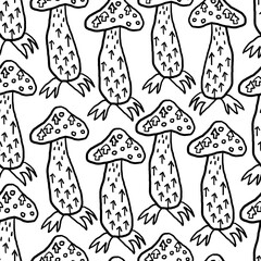 mushroom black arrow seamless pattern in vector. background wallpaper in doodle style. graphics for application sites for layout and printing of texts and images