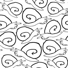 snail hand arrow seamless pattern in vector. background wallpaper in doodle style. graphics for application sites for layout and printing of texts and images
