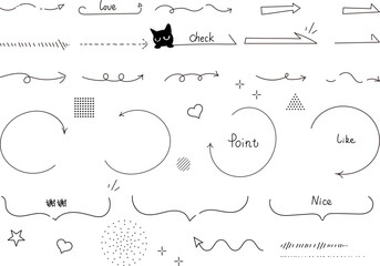 可愛い猫　手書き風 シンプルな吹き出しセット 装飾 黒