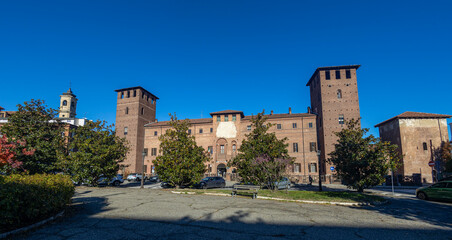 Fototapeta na wymiar VERCELLI, ITALY, NOVEMBER 25, 2023 - The Justice Palace of Vercelli, Piedmont, Italy