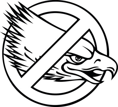 Eagle head in outline style. vector illustration