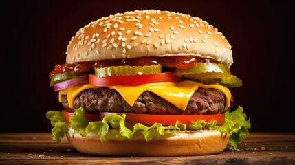 delicious cheeseburger burger food cheeseburger illustration tasty fast, ham dinner, meal beef delicious cheeseburger burger food cheeseburger - obrazy, fototapety, plakaty