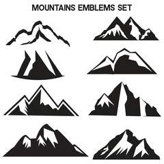 mountain silhouette icon vector set for logo
