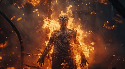 Man burning in hell fire