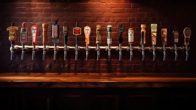 pub bar beer drink craft beer taps illustration restaurant lager, alcohol beverage, draft background pub bar beer drink craft beer taps - Powered by Adobe