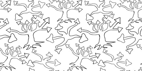 tree mushroom arrow seamless pattern in vector. background wallpaper in doodle style. graphics for application sites for layout and printing of texts and images