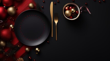 A festive flat lay with Christmas and New Year elements in bold minimalistic style AI generated illustration