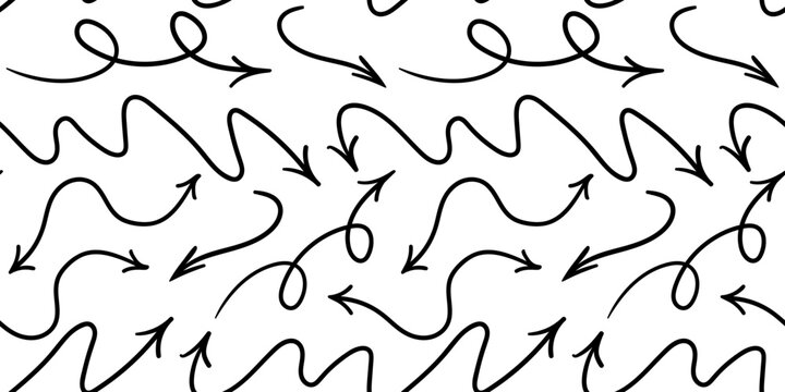 simple black arrow seamless pattern in vector. background wallpaper in doodle style. graphics for application sites for layout and printing of texts and images