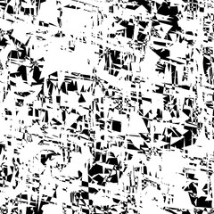 Fototapeta premium Rough, irregular texture composed of monochrome geometric elements. Overlay distressed grunge background. Abstract vector illustration. Vector Format 