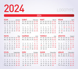Türkçe takvim 2024 yeni yılı. Translation: Turkish calendar 2024 year.