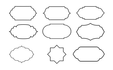 Islamic elements or shapes, A collection of oriental style Islamic Ramadan Kareem and Eid Mubarak windows and arches , door mosque, mosque dome . Draw shapes with outlines